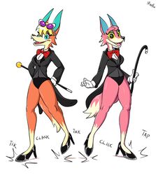  2020 5_fingers animal_crossing anthro audie_(animal_crossing) bare_legs black_clothing black_coat black_footwear black_high_heels black_panties black_shoes black_tie_(suit) black_topwear black_underwear black_vest blonde_hair blue_eyes blush bow_(feature) bow_in_front bow_tie cane canid canine canis cheek_tuft clothing coat contact_onomatopoeia dance_shoes dancewear dancing dipstick_hair dipstick_tail eyelashes eyewear facial_markings facial_tuft fangs feet female fingers foot_markings footwear freya_(animal_crossing) fur fur_hair glistening glistening_body glistening_clothing glistening_footwear glistening_fur glistening_hair glistening_high_heels gloves hair hands_behind_back handwear head_markings hi_res high_heels holding_cane holding_object impact_lines impact_onomatopoeia leg_markings looking_at_viewer mammal markings multicolored_body muzzle_(marking) narrowed_eyes nintendo onomatopoeia open_mouth open_smile panties plantigrade purple_eyewear purple_sunglasses raised_heel red_bow_tie red_neckwear sega-htf shirt shoes simple_background smile smiling_at_viewer snout snout_markings solo sound_effects suit sunglasses tail tail_markings tailcoat tan_body tan_fur tan_markings tan_tail_tip tap_dancing tap_shoes teeth text topwear tuft two_tone_body two_tone_tail underwear vest white_background white_clothing white_gloves white_handwear white_shirt white_topwear wolf yellow_eyes 