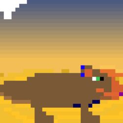  beak dicynodont digital_media_(artwork) dunes multicolored_beak multicolored_body pixel_(artwork) sunset 