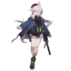  9a-91 9a-91_(a_loyal_friend&#039;s_company)_(girls&#039;_frontline) 9a-91_(girls&#039;_frontline) :o animal_ear_request animal_ears animal_hands animal_nose assault_rifle bare_shoulders beret black_footwear black_jacket black_shirt blue_eyes bow bowtie fangdan_runiu female full_body furrification furry furry_female game_cg girls&#039;_frontline gun hair_ornament hair_over_one_eye hat highres jacket long_hair looking_at_viewer official_alternate_costume official_art open_clothes open_jacket pouch red_bow red_hat rifle shirt shoes simple_background sleeveless sleeveless_shirt solo standing tachi-e tail thigh_pouch thigh_strap transparent_background weapon 