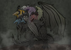  absurd_res ambiguous_gender concept_art digitigrade dragon elemental_manipulation european_mythology feral glowing glowing_eyes greek_mythology grey_body grey_scales hi_res horn hydra mada membrane_(anatomy) membranous_wings multi_head mythological_creature mythological_scalie mythology scales scalie secrets_of_uncrom solo spikes spikes_(anatomy) tail uncrom visha western_dragon wings yenocwolf 