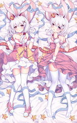  :o animal_ears bare_shoulders bed braid crown dakimakura_(medium) dress female fox_ears from_below full_body gloves honkai_(series) honkai_impact_3rd kneepits long_hair looking_at_viewer lying multiple_views no_shoes on_back on_stomach open_mouth pillow pink_dress pink_eyes pink_footwear pink_hair qunqing shoes side_ponytail soles theresa_apocalypse theresa_apocalypse_(sakuno_rondo) thighhighs white_gloves white_hair white_legwear 