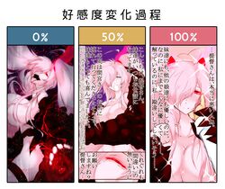  abyssal_ship bad_id bad_nicoseiga_id breasts dandara_(karakure) female hair_over_one_eye hand_on_another&#039;s_face highres kantai_collection large_breasts long_hair nude pale_skin pink_hair red_eyes southern_ocean_war_princess tongue tongue_out translated twintails wall_of_text 