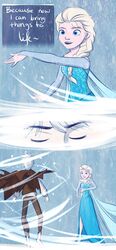  1boy blue_eyes crossover elsa_(frozen) female frozen_(disney) jack_frost_(rise_of_the_guardians) rise_of_the_guardians snow white_hair wind 