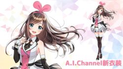  arm_warmers bow commentary_request dress female green_eyes hairband kizuna_ai kizuna_ai_(elegant) kizuna_ai_inc. lace lace-trimmed_legwear lace-trimmed_sleeves lace_trim long_hair looking_at_viewer morikura_en multicolored_hair necktie official_art pink_hair pink_hairband ribbon shirt shorts sleeveless sleeveless_dress sleeveless_shirt thighhighs virtual_youtuber 