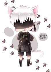  animal_ears chibi cspsmac31126 nekomimi nier_automata signed tail yorha_no._9_type_s 