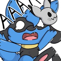  1:1 alpha_channel emote feral generation_4_pokemon hugo_the_riolu male nintendo pokemon pokemon_(species) quentinmimikyu riolu screaming solo 