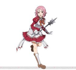  armor breastplate faulds female flanged_mace full_body gloves hair_ornament hairclip holding holding_mace holding_weapon lisbeth_(sao) looking_at_viewer mace official_art open_mouth pink_hair red_eyes short_hair simple_background solo sword_art_online sword_art_online:_code_register watermark weapon white_background white_gloves 