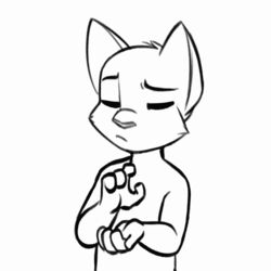  1:1 2023 4_fingers animated anthro black-kitten clapping domestic_cat eyebrows felid feline felis fingers low_res male mammal monochrome nodding reaction_image short_playtime solo 