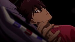  animated aragaki_nagisa bed brown_hair female hanebado! mole mole_under_mouth phone red_eyes short_hair spiky_hair tomboy 