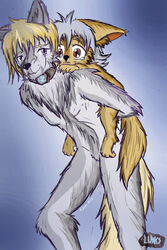  2022 anthro avian azee_(links) bird bonding canid canine canis carrying_another chara_(links) collar colored coyote farfener female fur galliform hair happy hi_res links mammal phasianid piggyback predators relaxing rune runes shiyan_(links) sibling_(lore) sister_(lore) sisters_(lore) slave textless wolf 