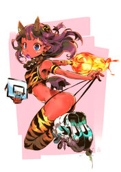  :o andrewcockroach animal_print ass basketball basketball_hoop blue_eyes blush_stickers colored_skin contemporary demon_wings fangs female full_body highres horns jumping looking_at_viewer mitsudomoe_(shape) nike_(company) oni oni_horns open_mouth original panties panty_pull photoshop_(medium) plug_(piercing) purple_hair red_oni red_skin shoes short_eyebrows signature sneakers solo tank_top thighhighs thong tiger_print tomoe_(symbol) torn_clothes underwear v-shaped_eyebrows wings 