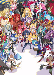  6+boys 6+girls absolutely_everyone absurdres ahoge animal_ears annotated aqua_hair arched_crown archer_(disgaea) armor asagiri_asagi axe bear_(disgaea) bird black_armor black_footwear black_gloves black_hair black_hairband black_pants black_pantyhose black_shorts blonde_hair bloodis_(disgaea) blue_bow blue_hair blue_skin boots bow breasts bright_pupils cape chimera_(disgaea) choker christo_(disgaea) coat colored_skin crown curly_hair curry dark_knight_(disgaea) detached_sleeves disgaea dragon_(disgaea) drill_hair elbow_gloves everyone fairy_(disgaea) fairy_wings female_warrior_(disgaea) fingerless_gloves fish food fox_ears full_armor gloves green_hair green_pants gun hair_ornament hair_over_eyes hair_over_one_eye hairband hairbow harada_takehito headband heavy_knight_(disgaea) highres holding holding_axe holding_gun holding_staff holding_sword holding_weapon horns imp_(disgaea) killia_(disgaea) kiseru large_breasts legs_apart liezerota_(disgaea) long_hair looking_at_viewer low_ponytail luchador_mask lucky_board_(disgaea) mage_(disgaea) maid_(disgaea) majorita_(disgaea) makai_senki_disgaea_5 male_healer_(disgaea) male_warrior_(disgaea) mini_crown monster multiple_boys multiple_girls muscular muscular_male nine-tailed_fox_(disgaea) ninja_(disgaea) official_art pants pantyhose penguin pink_eyes pink_hair pirate_(disgaea) pointy_ears prinny purple_armor purple_eyes purple_hair rabbit rabbit_(disgaea) rabbit_ears red_crown red_eyes red_headband red_magnus red_skin ronin_(disgaea) sage_(disgaea) scarf sea_angel_(disgaea) seraphina_(disgaea) shoes short_hair short_twintails shorts shrimp shrimp_tempura skull_hair_ornament smoking_pipe spiked_hair staff standing sword tempura thighlet topless_male twintails usalia_(disgaea) v_arms void_dark_(disgaea) weapon white_cape white_coat white_hair white_scarf white_skin winged_warrior_(disgaea) wings wrestler_(disgaea) yellow_eyes zeroken_(disgaea) 