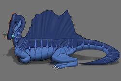  absurd_res blue_body blue_skin closed_eyes dahurgthedragon dinosaur extinct feral fish happy hi_res lying marine object_in_mouth prehistoric_species reptile scalie solo spine spinosaurid spinosaurus theropod 