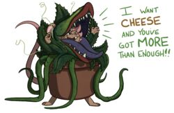  alpha_channel anthro audrey_ii blue_tongue dumderg english_text female little_shop_of_horrors mammal mouse murid murine open_mouth plant plant_monster rodent simple_background teeth tentacle text tongue transparent_background 