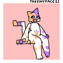  1:1 :d animated anthro blue_eyes cally_(theenyface) domestic_cat felid feline felis female footprint fur loop mammal markings open_mouth orange_body orange_fur pawprint pawprint_(marking) purple_body purple_fur rocking short_playtime sitting smile solo tail theenyface white_body white_fur 