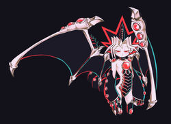  1boy black_background black_hair blonde_hair chiinosuke claws commentary_request dragon_boy dragon_tail gandora_the_dragon_of_destruction highres looking_at_viewer male_focus medium_hair multicolored_hair muto_yugi red_eyes red_hair solo tail wings yu-gi-oh! yu-gi-oh!_duel_monsters 