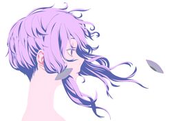  closed_mouth colored_eyelashes commentary expressionless female floating_hair from_side hair_ornament highres looking_ahead mashima_jirou no_lineart portrait profile purple_eyes purple_hair short_hair_with_long_locks simple_background solo symbol-only_commentary thick_eyelashes unworn_hair_ornament vocaloid voiceroid white_background wind yuzuki_yukari 