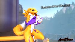  3d_(artwork) bandai_namco candy canid canine chocolate chocolate_bar dessert digimon digimon_(species) digital_media_(artwork) eating female food garry&#039;s_mod lordzbacon mammal renamon solo 