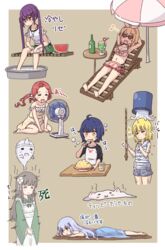  6+girls ahoge ama_usa_an_uniform apron bare_arms bare_legs bare_shoulders barefoot beach_chair beach_umbrella bikini bikini_skirt blonde_hair blue_dress blue_hair blue_shorts blunt_bangs blush border bottle bow breasts brown_background brown_hair bucket cleavage closed_eyes closed_mouth collarbone commentary_request crazy_straw cup dog_tags dress drinking_glass drinking_straw eating electric_fan facing_viewer flat_chest flower food fried_rice frilled_apron frilled_dress frills fruit full_body ghost giving_up_the_ghost gochuumon_wa_usagi_desu_ka? green_kimono green_ribbons green_shorts hair_between_eyes hair_flower hair_ornament hair_ribbon hair_scrunchie hairband hairclip hand_rest heart heart-shaped_eyewear heart_straw highres holding holding_bottle holding_rope hot hoto_cocoa japanese_clothes jouga_maya kafuu_chino kimono kirima_syaro layered_bikini light_blue_hair long_hair long_sleeves looking_at_viewer low_twintails lying maid_apron medium_breasts melting mohei multiple_girls musical_note natsu_megumi navel off_shoulder on_back on_floor on_stomach open_mouth orange_hair own_hands_together pink_bikini pink_bow pink_hairband plaid plaid_dress plate polka_dot_trim purple_eyes purple_hair red-framed_eyewear red_hair ribbon rope sailor_collar scrunchie shamoji shirt short_hair short_sleeves shorts sidelocks simple_background sitting sleeveless sleeveless_dress sleeveless_shirt small_breasts soaking_feet splashing standing steam striped_bikini striped_clothes striped_hairband striped_kimono striped_shirt sunglasses sweatdrop swimsuit table tedeza_rize tippy_(gochiusa) translation_request twintails two-tone_shirt ujimatsu_chiya umbrella vertical-striped_bikini vertical-striped_clothes vertical-striped_kimono wariza washbowl water water_bottle watermelon watermelon_slice wavy_hair wet white_apron white_border white_flower white_ribbon white_sailor_collar white_scrunchie white_shirt wide_sleeves x_hair_ornament yellow_dress yellow_eyes |_| 