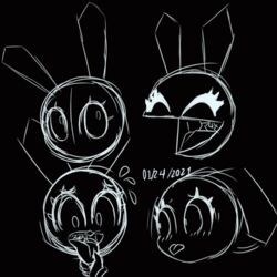  1:1 anthro cabezilla dated disembodied_head female floppy_ears lagomorph leporid looking_at_viewer mammal mouth_play open_mouth rabbit solo tagme tongue vib-ribbon vibri 