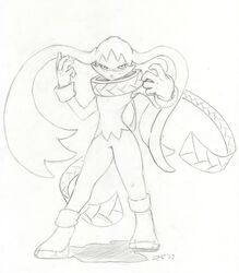 2009 bandai_namco domestic_cat felid feline felis fur king_of_sorrow klonoa_(series) long_ears looking_at_viewer male mammal monochrome packmind simple_background sketch smile smirk solo standing white_background