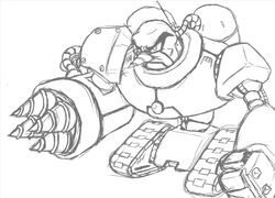 adventures_of_sonic_the_hedgehog badnik black_and_white drill drill_arm drill_nose grounder_(adventures_of_sonic_the_hedgehog) grounder_(badnik) machine male monochrome not_furry redux robot sega simple_background sketch solo sonic_the_hedgehog_(series) standing tank_treads treads white_background yamato1