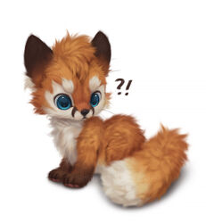  2024 ?! ambiguous_gender big_nug black_body black_fur blue_eyes canid canine confusion detachable_tail feral fox fur male_(lore) mammal orange_body orange_fur pawpads red_fox silverfox5213 simple_background solo true_fox white_background white_body white_fur 