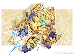  artist_name assault_visor chibi dated gundam gundam_narrative mecha mechanical_wings no_humans open_hand robot shokkaa_(shmz61312) solo thrusters unicorn_gundam_phenex wings 