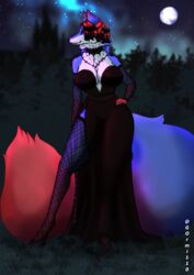  2021 absurd_res anthro arctic_fox big_breasts breasts canid canine clothed clothing costume curvy_figure digital_media_(artwork) female fox fur gormi110 gormi_(gormi110) halloween hi_res holidays huge_breasts looking_at_viewer mammal smile solo true_fox vampire voluptuous watermark 