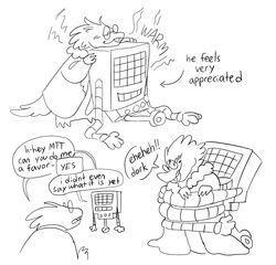  alphys ambiguous_gender anthro black_and_white blush buckteeth closed_eyes clothed clothing coat dialogue duo english_text eyewear female front_view fully_clothed fur_collar glasses gloves handwear happy heat_(temperature) hi_res hug humor leaning leaning_forward leaning_on_another lizard long_arms machine mettaton monochrome multiple_images one_eye_closed open_mouth open_smile paintedhen rear_view reptile robot satisfied scalie screen screen_face simple_background smile speech_bubble tail teeth text thick_tail three-quarter_view topwear undertale undertale_(series) wheel 