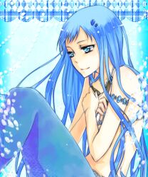  bad_id bad_pixiv_id blue_eyes blue_hair bluebell bracelet female hair_ornament jewelry katekyo_hitman_reborn! long_hair mermaid monster_girl monsterification necklace shino-yui shinohara_yui smile solo underwater water 