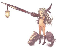  amazon amazon_(dragon&#039;s_crown) blonde_hair chibi dragon&#039;s_crown highres kusaka_kokage tatoo tattoo vanillaware 