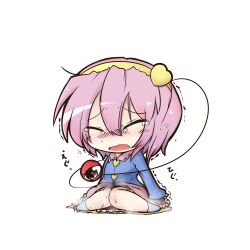  blush chibi closed_eyes commentary_request crying dekasudachin female hair_between_eyes hairband heart komeiji_satori open_mouth peeing peeing_self pink_hair shirt short_hair sitting skirt solo tears third_eye touhou trembling urine wavy_mouth 