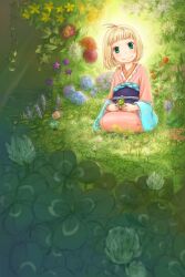  ao_no_exorcist bad_id bad_pixiv_id bellflower blonde_hair blue_flower bush chinese_bellflower chinese_lantern_(plant) chrysanthemum clover clover_(flower) dahlia female flower flower_request four-leaf_clover gold_osmanthus grass green_eyes green_theme highres hydrangea japanese_clothes kimono lavender_(flower) looking_at_viewer moriyama_shiemi morning_glory nature nii_(ao_no_exorcist) nucomas obi on_grass on_ground osmanthus outdoors photoshop_(medium) pink_flower plant purple_flower red_flower sash seiza short_hair sitting white_flower wide_face yellow_flower 