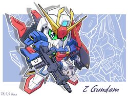  artist_name beam_rifle blue_eyes character_name chibi colored_sclera commentary dated energy_gun english_text green_sclera gundam looking_at_viewer mecha mecha_focus mobile_suit no_humans robot science_fiction sd_gundam shield shokkaa_(shmz61312) solo v-fin weapon zeta_gundam zeta_gundam_(mobile_suit) 