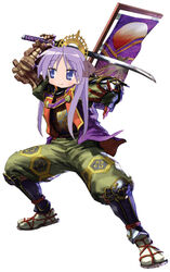  female hiiragi_kagami long_hair lowres lucky_star pun solo soulcalibur third-party_edit yoshimitsu_(namco) yoshimizu_kagami 