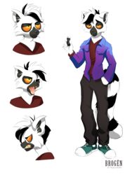  2020 3:4 angry anthro biped black_and_white bottomwear brogen_(taillessbunny) bust_portrait candy cigarette clothed clothing dessert digital_media_(artwork) expression_sheet eyebrows facial_expressions fluffy fluffy_tail food footwear full-length_portrait fully_clothed fur fur_pattern hair hi_res jacket legwear lemur lighter looking_at_viewer male mammal model_sheet monochrome neutral_expression open_mouth orange_eyes pants pockets portrait primate shirt shoes short_ears short_hair simple_background smoking sneakers solo standing strepsirrhine tail taillessbunny teeth tongue toony topwear white_background white_body white_fur 