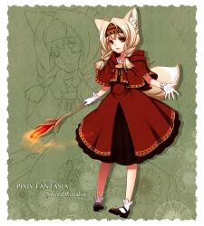  animal_ears blonde_hair commentary_request female fox_ears fox_tail konshin pixiv_fantasia pixiv_fantasia_sword_regalia red_eyes solo tail 