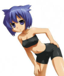  bad_id bad_pixiv_id bandeau bent_over bike_shorts female midriff pani_poni_dash! purple_eyes purple_hair serizawa_akane short_hair solo strapless tube_top umekichi when_you_see_it 