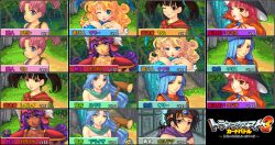  6+girls :o :p alternate_color animal_ears aqua_hair armor black_hair blonde_hair blue_eyes blush bodysuit bow breast_hold breasts brown_eyes brown_hair cape choker circlet cleavage commentary_request curly_hair dark-skinned_female dark_skin dragon_quest dragon_quest_iii earrings embarrassed empty_eyes fake_screenshot fighter_(dq3) forest frown hair_bobbles hair_ornament hairband hat head_wings helmet hero_(dq3) jester_(dq3) jewelry large_breasts lipstick long_hair mage_(dq3) makeup merchant_(dq3) multiple_girls nail_polish nature one_eye_closed pink_eyes pink_hair pixel_art ponytail priest_(dq3) purple_eyes purple_hair rabbit_ears red_eyes red_hair roto_(dq3) sage_(dq3) short_hair short_ponytail short_twintails smile soldier_(dq3) surprised tabard tongue tongue_out translation_request twintails water waterfall winged_helmet wings wrist_cuffs yoko_jyusuke 