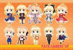  aestus_estus ahoge artoria_pendragon_(fate) blonde_hair caliburn_(fate) carnival_phantasm casual commentary_request dress excalibur_(fate/stay_night) excalibur_morgan_(fate) fate/extra fate/extra_ccc fate/hollow_ataraxia fate/stay_night fate/unlimited_codes fate/zero fate_(series) food food_on_face formal gothic_lolita hair_down lolita_fashion maid master_artoria mop multiple_views nero_claudius_(bride)_(fate) nero_claudius_(fate) nero_claudius_(fate/extra) pajamas pant_suit pants pantyhose photoshop_(medium) saber_(fate) saber_alter saber_lily school_uniform serafuku stuffed_animal stuffed_lion stuffed_toy suit sword weapon xingna yellow_eyes 