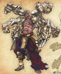  1boy 1guy abs asura asura&#039;s_wrath asura_(asura&#039;s_wrath) asura_the_destructor capcom concept_art cyber_connect_2 full_body male male_focus manly monster_boy multi_arm multi_limb multiple_arms official_art screencap solo standing topless ultimate_form white_eyes white_hair 