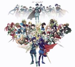  6+boys 6+girls alm_(fire_emblem) anna_(fire_emblem) annotated armor bald basilio_(fire_emblem) black_hair blonde_hair blue_eyes blue_hair blue_scarf bow braid brown_hair celica_(fire_emblem) cherche_(fire_emblem) chrom_(fire_emblem) circlet commentary_request cordelia_(fire_emblem) dark_skin diagonal_bangs donnel_(fire_emblem) drill_hair eirika_(fire_emblem) eliwood_(fire_emblem) emmeryn_(fire_emblem) ephraim_(fire_emblem) eyepatch falchion_(fire_emblem) fire_emblem fire_emblem:_genealogy_of_the_holy_war fire_emblem:_mystery_of_the_emblem fire_emblem:_path_of_radiance fire_emblem:_radiant_dawn fire_emblem:_the_binding_blade fire_emblem:_the_blazing_blade fire_emblem:_the_sacred_stones fire_emblem:_thracia_776 fire_emblem_awakening fire_emblem_gaiden flavia_(fire_emblem) frederick_(fire_emblem) gaius_(fire_emblem) green_eyes green_hair gregor_(fire_emblem) grey_hair hair_ornament hair_ribbon hairbow hat headband hector_(fire_emblem) high_ponytail ike_(fire_emblem) kellam_(fire_emblem) leif_(fire_emblem) libra_(fire_emblem) lissa_(fire_emblem) lon&#039;qu_(fire_emblem) long_hair lucina_(fire_emblem) lyn_(fire_emblem) maribelle_(fire_emblem) marth_(fire_emblem) marth_(fire_emblem_awakening) mask micaiah_(fire_emblem) miriel_(fire_emblem) multiple_boys multiple_girls nowi_(fire_emblem) olivia_(fire_emblem) panne_(fire_emblem) pantyhose pink_hair pointy_ears polearm ponytail red_hair ribbon ricken_(fire_emblem) robin_(female)_(fire_emblem) robin_(fire_emblem) robin_(male)_(fire_emblem) roy_(fire_emblem) say&#039;ri_(fire_emblem) scarf seliph_(fire_emblem) shirori_(maremitu) short_hair short_twintails sigurd_(fire_emblem) spear stahl_(fire_emblem) sully_(fire_emblem) sumia_(fire_emblem) sword tharja_(fire_emblem) tiki_(adult)_(fire_emblem) tiki_(fire_emblem) twin_braids twintails vaike_(fire_emblem) virion_(fire_emblem) weapon witch_hat yellow_eyes 