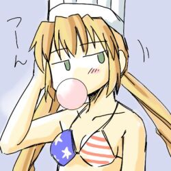  america american_flag american_flag_bikini bikini chef_hat drawfag flag_print green_eyes hat long_hair lowres monica_adenauer orange_hair swimsuit yakitate!!_japan 