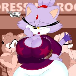  1:1 2022 3barts absurd_res accessory amy_rose anthro ass big_breasts big_butt big_ears blaze_the_cat bouncing_breasts bouncing_butt breast_jiggle breasts butt_jiggle cleavage closed_eyes clothed clothing cream_the_rabbit curvy_figure detailed_background dialogue digital_media_(artwork) domestic_cat english_text eulipotyphlan eyelashes felid feline felis female fur group hair hand_on_hip headband hedgehog hi_res hourglass_figure huge_butt inside jiggling lagomorph leporid lips long_ears long_tail mammal multicolored_body multicolored_fur purple_body purple_fur purple_hair rabbit sega short_hair sonic_the_hedgehog_(series) standing tail text thick_thighs tongue two_tone_body two_tone_fur white_body white_fur wide_hips yellow_eyes 