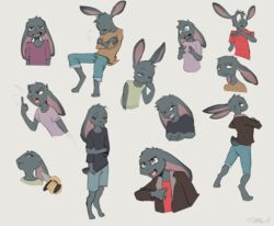  2019 ambiguous_gender anthro bottomwear clothed clothing expressions fur grey_body grey_eyes grey_fur knife lagomorph leporid long_ears male mammal multiple_expressions rabbit short_tail simple_background solo tail topwear twang white_background 