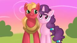  16:9 big_macintosh_(mlp) duo equid equine feral friendship_is_magic hasbro horn jbond mammal my_little_pony mythological_creature mythological_equine mythology outside smile sugar_belle_(mlp) unicorn widescreen 