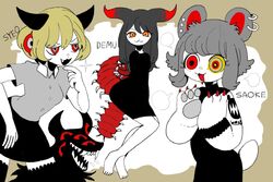  3:2 87sukiyaki animal_humanoid anthro arthropod arthropod_humanoid bear centipede_humanoid character_name clothed clothing demu_(87sukiyaki) female group horn horned_humanoid humanoid mammal multi_eye myriapod myriapod_humanoid saoke syeo trio 