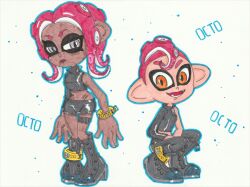  agent_8_(splatoon) animal_humanoid black_clothing boots bottomwear cephalopod cephalopod_humanoid clothing coleoid colored crop_top duo english_text female high_heeled_boots high_heels humanoid leather leather_bottomwear leather_clothing leather_pants leather_shirt leather_skirt leather_topwear male marine marine_humanoid misshiirin mollusk mollusk_humanoid navel nintendo octarian octoling octoling_boy octoling_girl octopodiform octopus octopus_humanoid pants pseudo_hair shirt simple_background skirt smile smiling_at_viewer splatoon tentacle tentacle_hair text topwear traditional_media_(artwork) white_background 