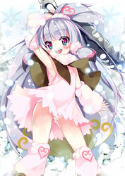  :d arm_up arm_warmers armpits blue_eyes broken_teeth broken_tooth itezora_konayuki katanagatari lolicon long_hair mayuzaki_yuu missing_tooth multicolored multicolored_eyes open_mouth panties pantyshot red_eyes scrunchie smile snow snowflakes solo sword topknot underwear weapon white_hair white_panties 